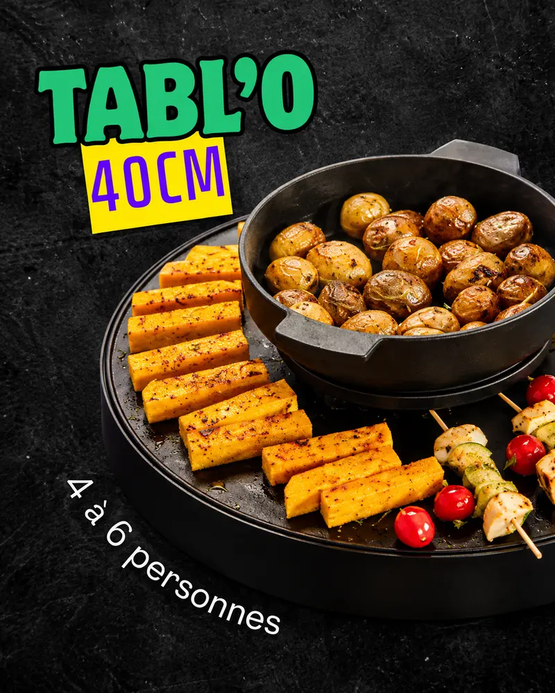 Brasero de table Tabl'O 40 cm avec cocotte en fonte et grillades
